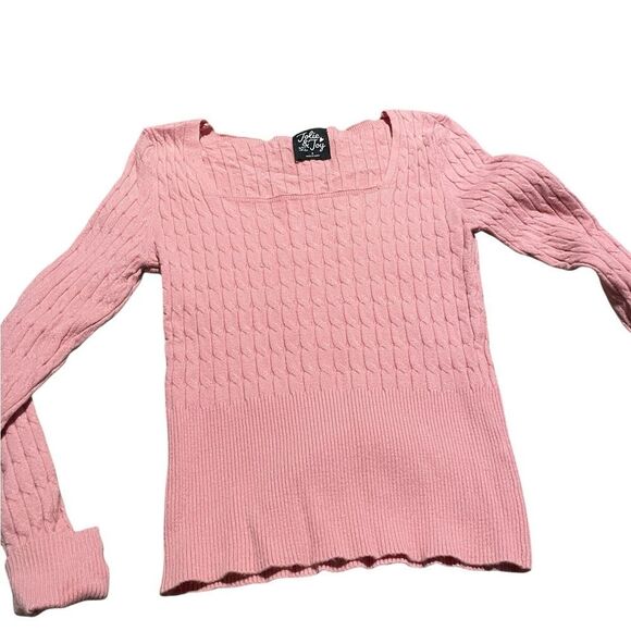Jolie and Joy size small Pink Cable Knit Sweater perfect condition - Picture 1 of 2